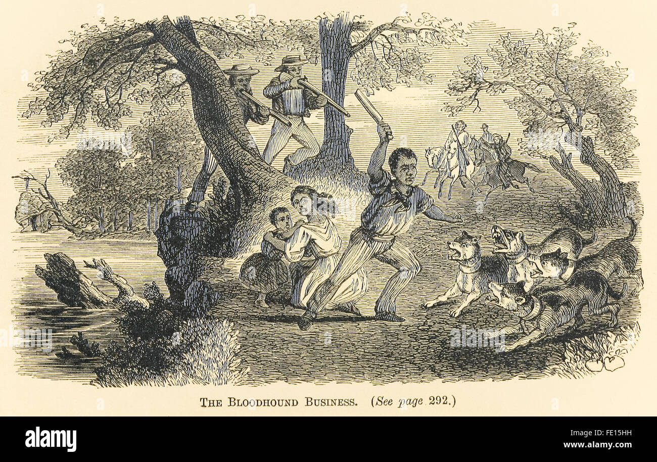 "Die Bloodhound-Business" von "The unterdrückt Buch über Sklaverei!" von George W. Carleton, Kupferstich von Van Ingen & Snyder. Siehe Beschreibung für mehr Informationen. Stockfoto