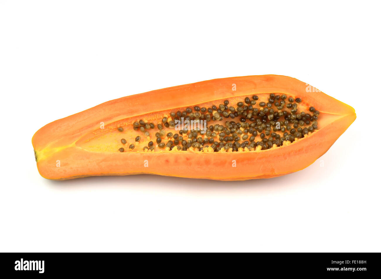 Papaya isoliert auf weißem Hintergrund Stockfoto