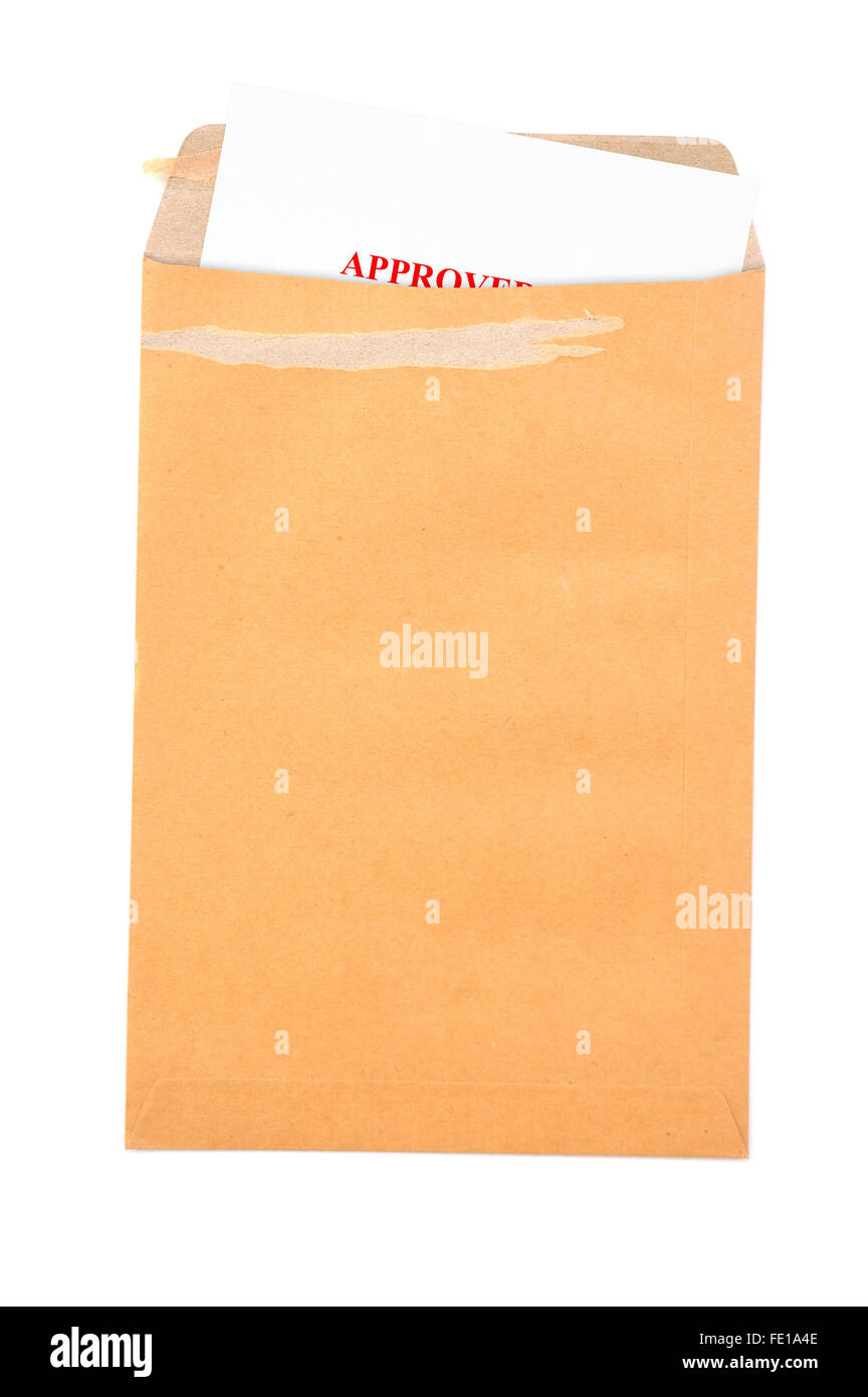 zugelassenen Buchstaben in braunen Umschlag Stockfoto
