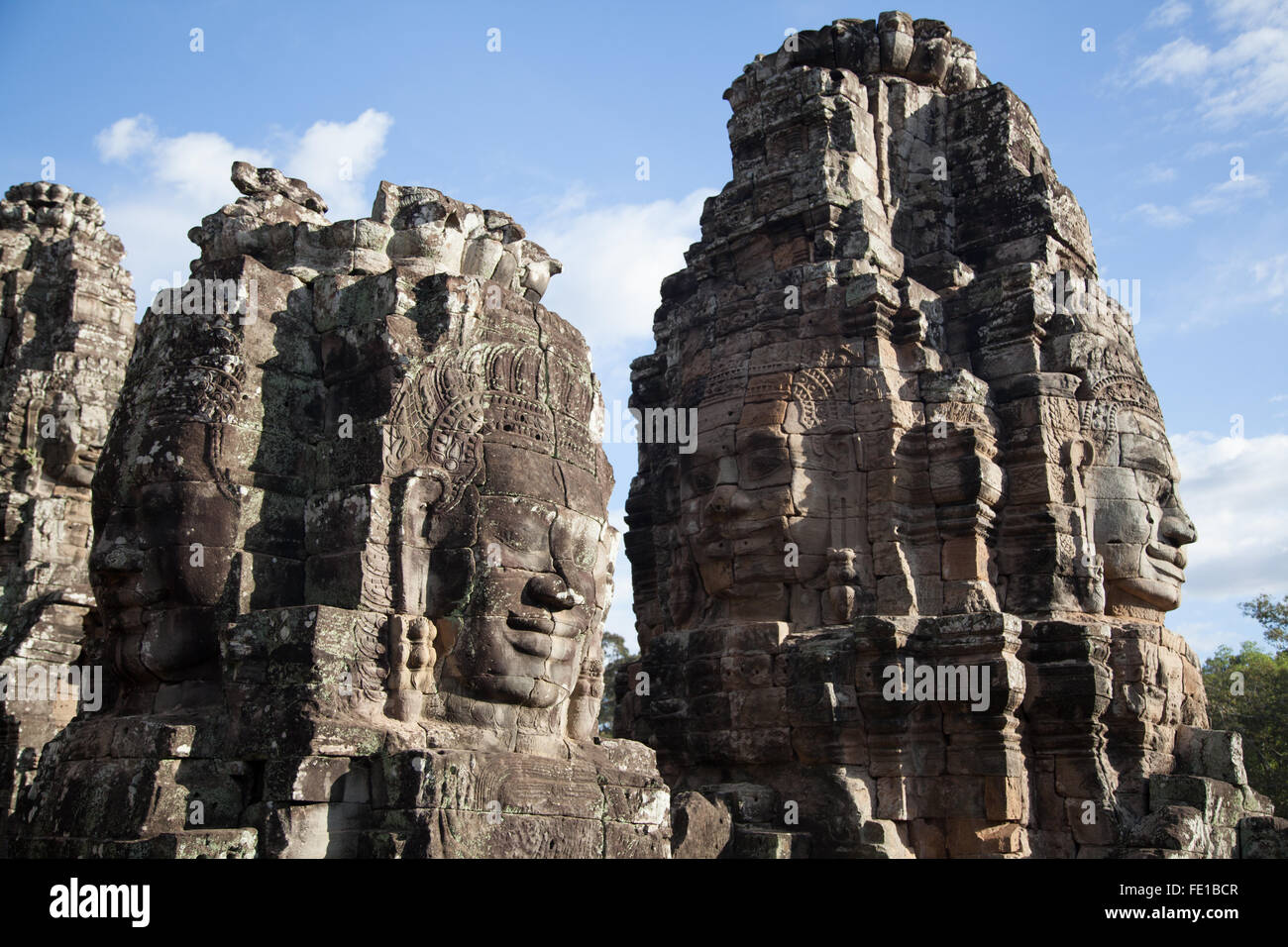 Viele Gesichter der Statue von Bayon, Siem Reap in Kambodscha, Reisen Reiseziel Asien Stockfoto