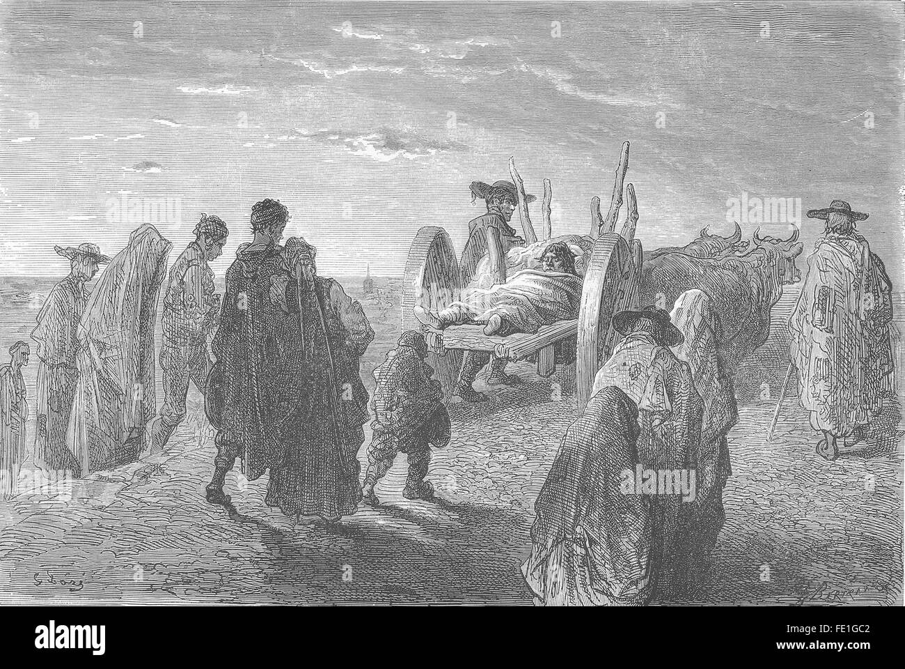 Spanien: Bauern Beerdigung, alte Castille, antique print 1881 Stockfoto