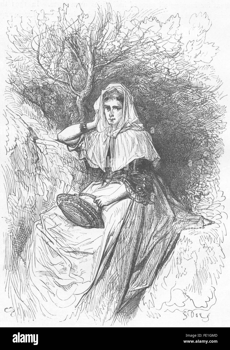 Spanien: Bäuerin, Mallorca, antique print 1881 Stockfoto