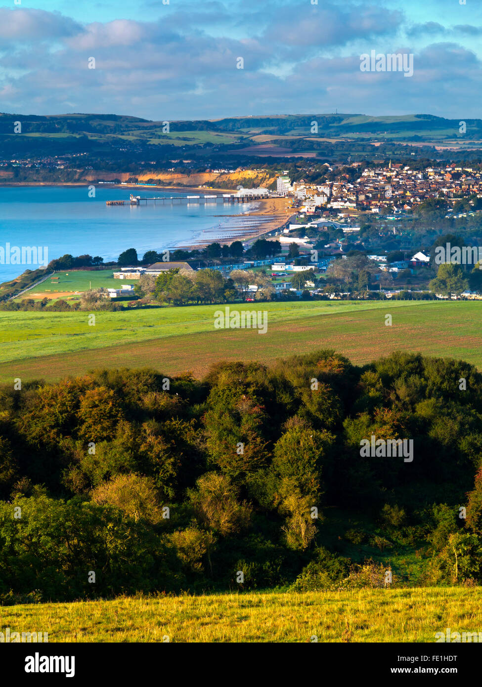 Ansicht der Sandown und der Küste des östlichen Teils von der Isle Of Wight im südlichen England UK Stockfoto