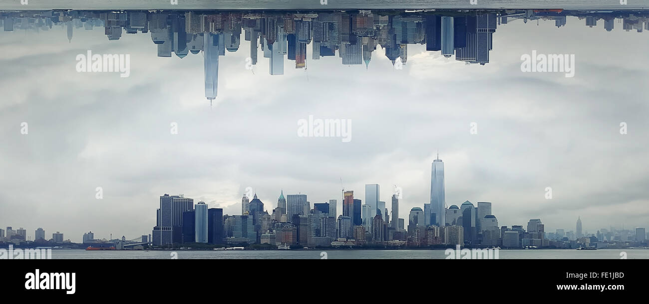 Surreale Panoramablick auf Manhattan Island Stockfoto