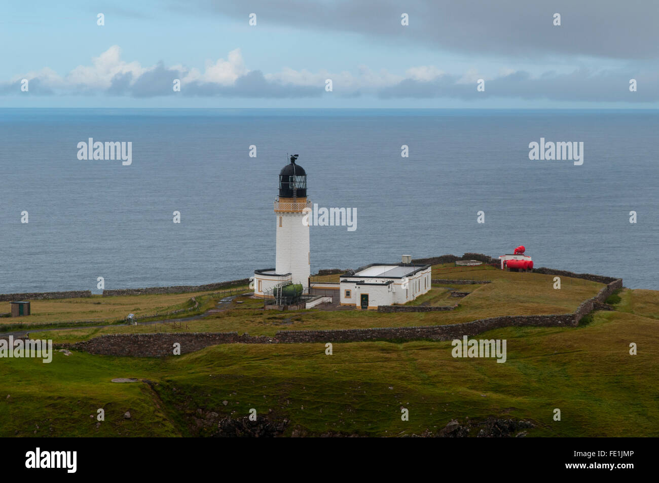 Ein Blick auf den Leuchtturm am Cape Wrath, Sutherland, Schottland. August. Stockfoto