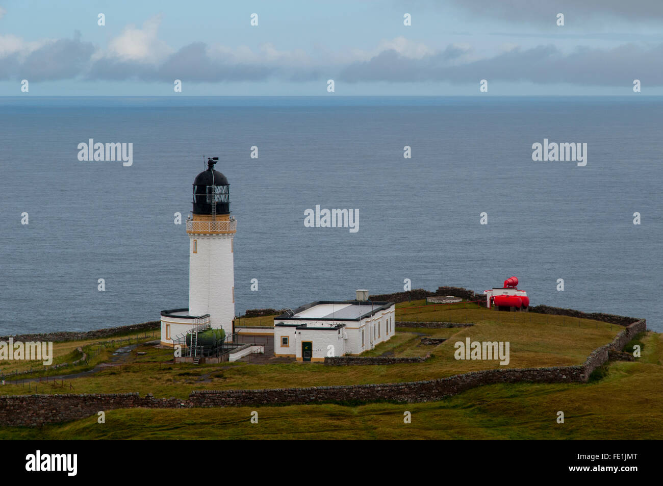 Ein Blick auf den Leuchtturm am Cape Wrath, Sutherland, Schottland. August. Stockfoto