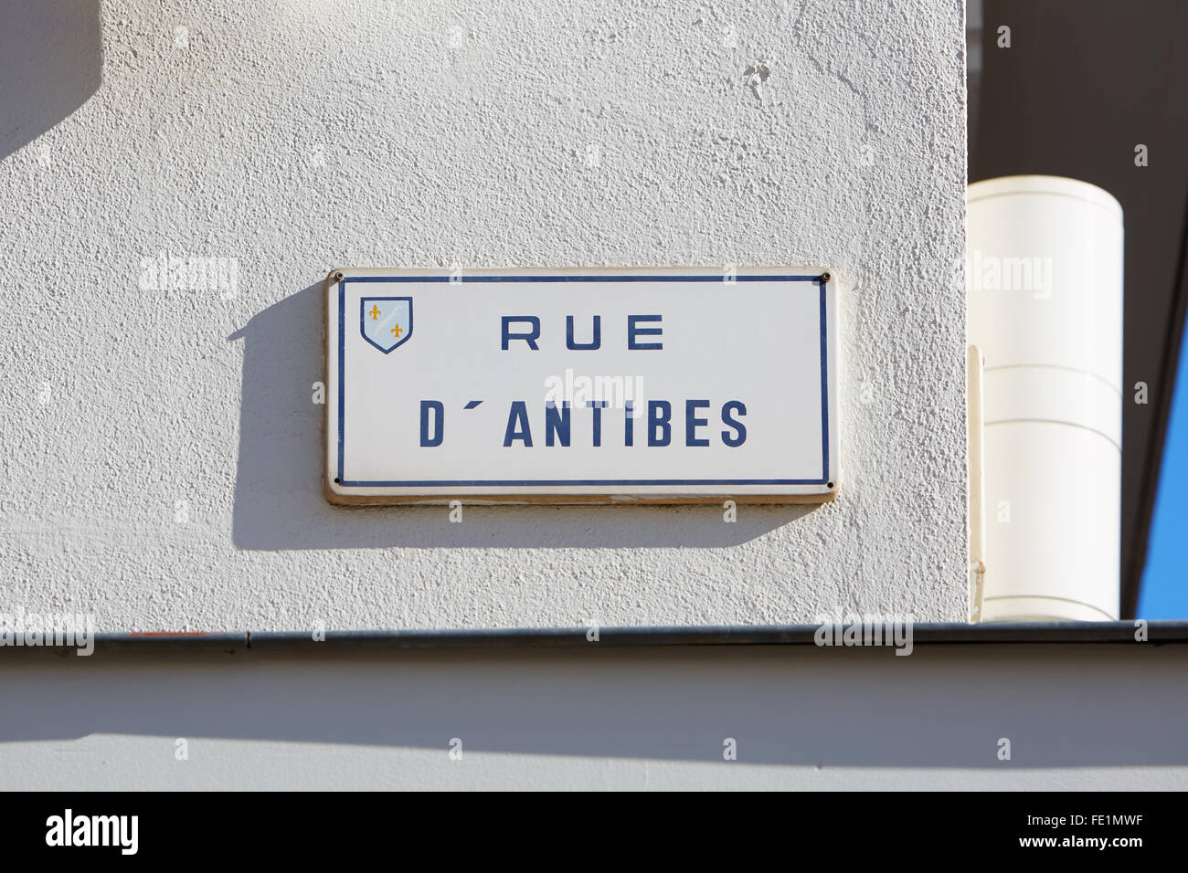 Cannes, berühmten Rue d ' Antibes shopping Straße Plaque in Cannes, Frankreich Stockfoto