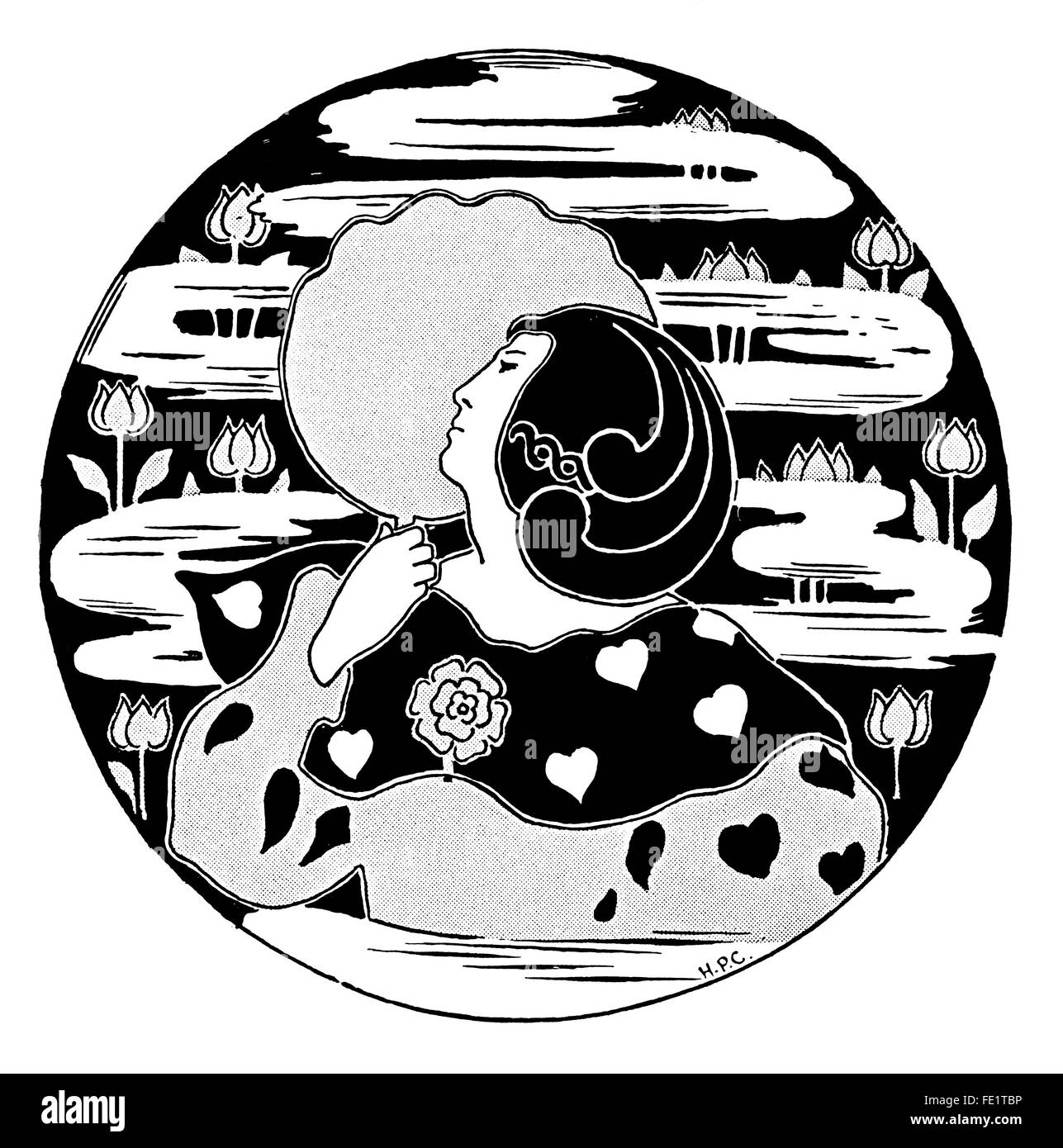 Della Robbia Tonwaren Plaque entworfen von Cassandra Anne Walker von Birkenhead, Linie Illustration aus dem Jahr 1897 das Studio Magazin Stockfoto