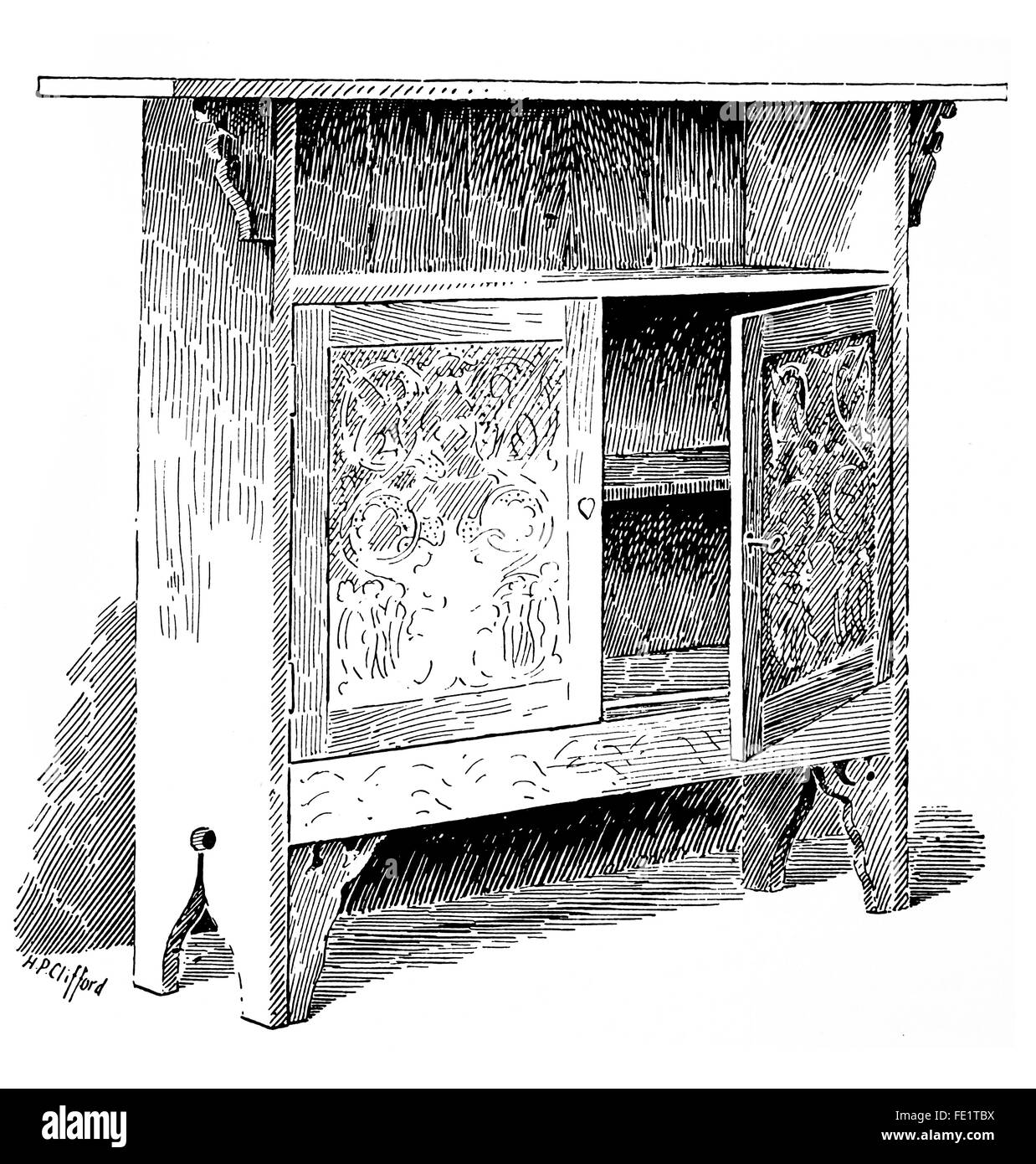 Kunst und Kunsthandwerk Möbel Schrank von Frau Beatrice Carpenter, gemachten, R, Hurwood, G Butler, W Fawell Bolton am Swale Stockfoto