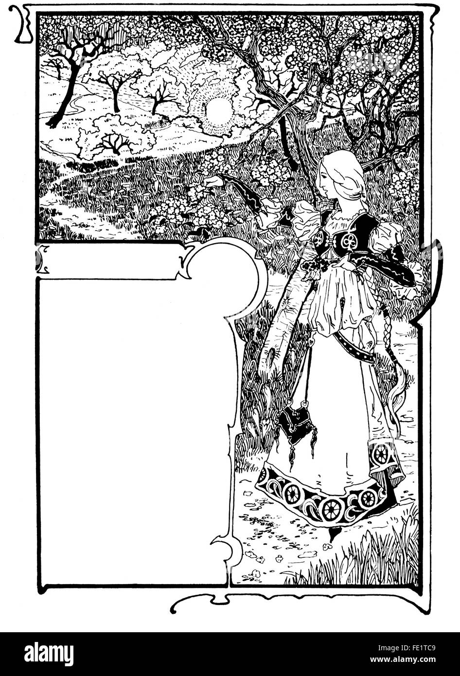 Canterbury Tales, line Illustration von Victor Luher von Paris aus dem Jahre 1897 Studio Magazin Wettbewerb Stockfoto