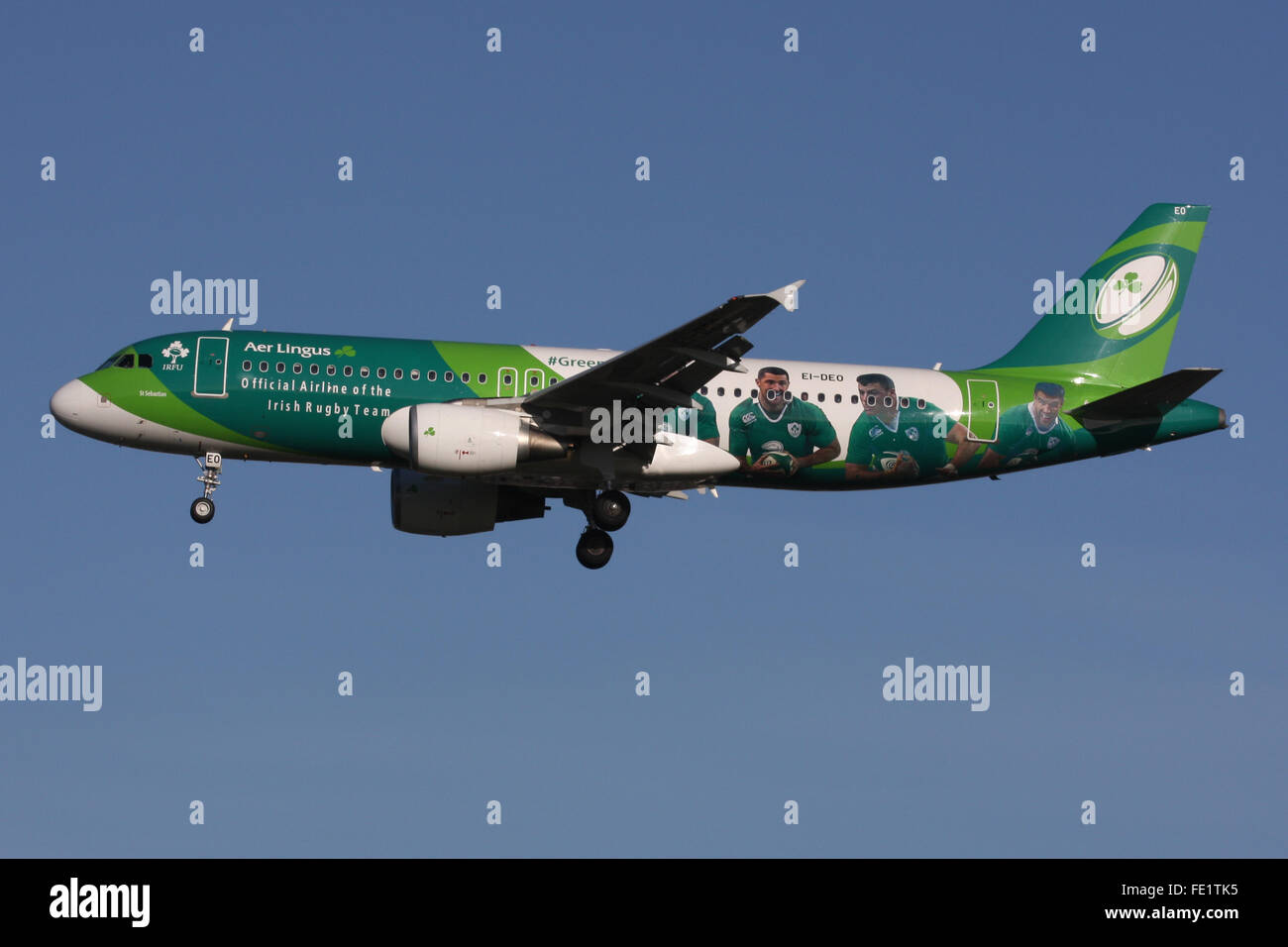 AER LINGUS GREEN SPIRIT IRISCHER RUGBY TEAM A320 Stockfoto