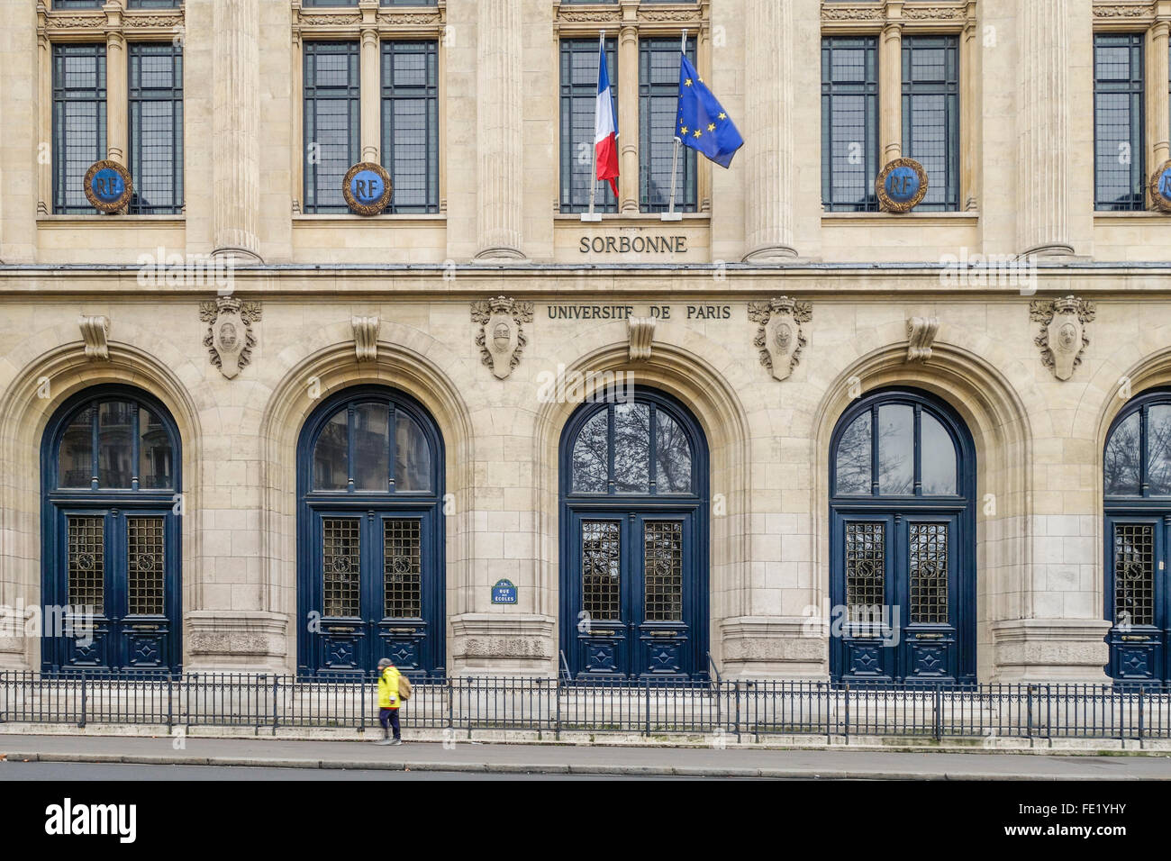 Main entrance Universität Paris-Sorbonne, Paris IV, Université Paris Sorbonne, öffentliche Forschungsuniversität in Paris, Frankreich Stockfoto