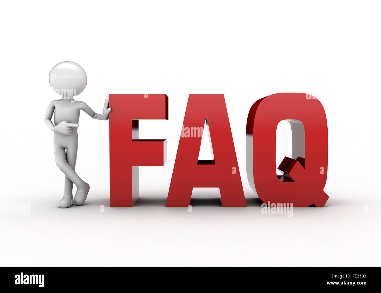 die Verwendung der menschlichen visuellen erfolgreich mit faq-Figuren Stockfoto