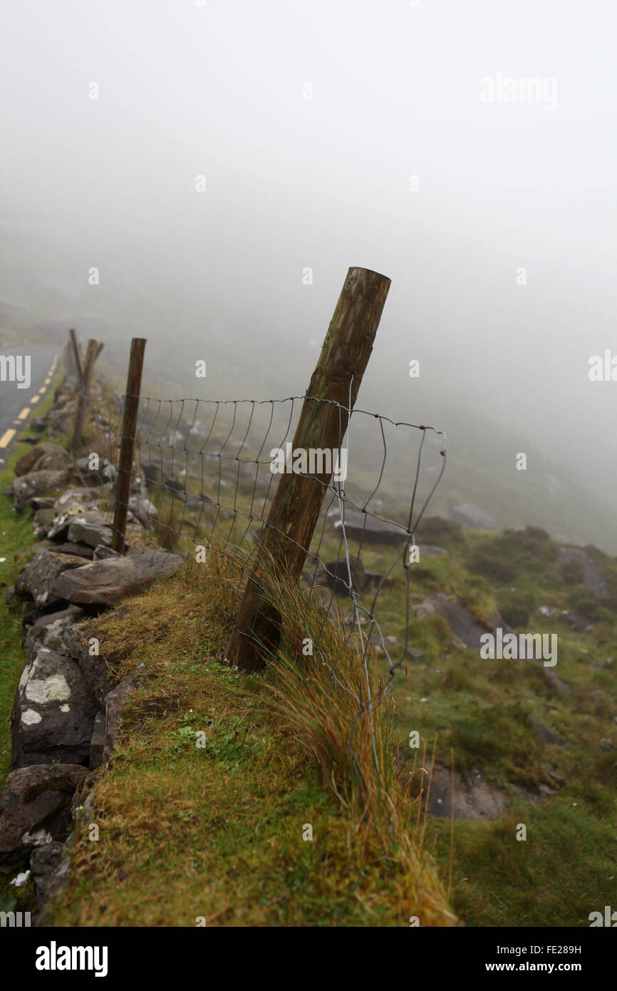 Reisen auf einem Feldweg an einem regnerischen Tag in Dingle, County Kerry, Irland Stockfoto