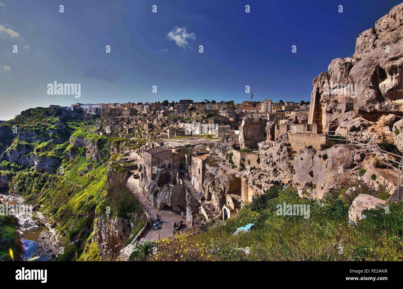 Matera europäische Hauptstadt der Kultur 2019. Die Sassi von Matera wurde 1993 als eines der UNESCO-Welterbestätten aufgenommen. BASI Stockfoto