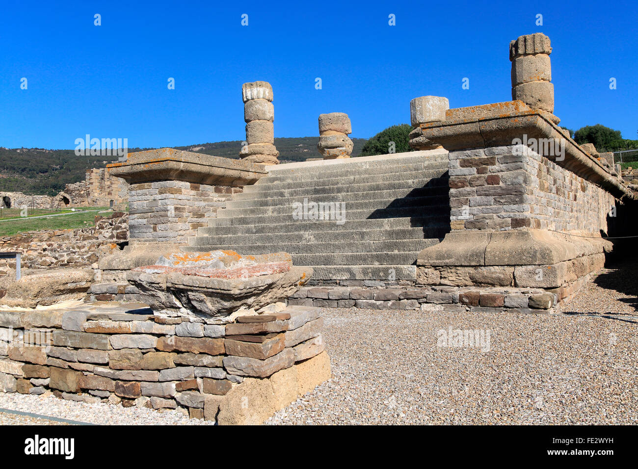 Tempel in Baelo Claudia Roman Website, Provinz Cadiz, Spanien Stockfoto