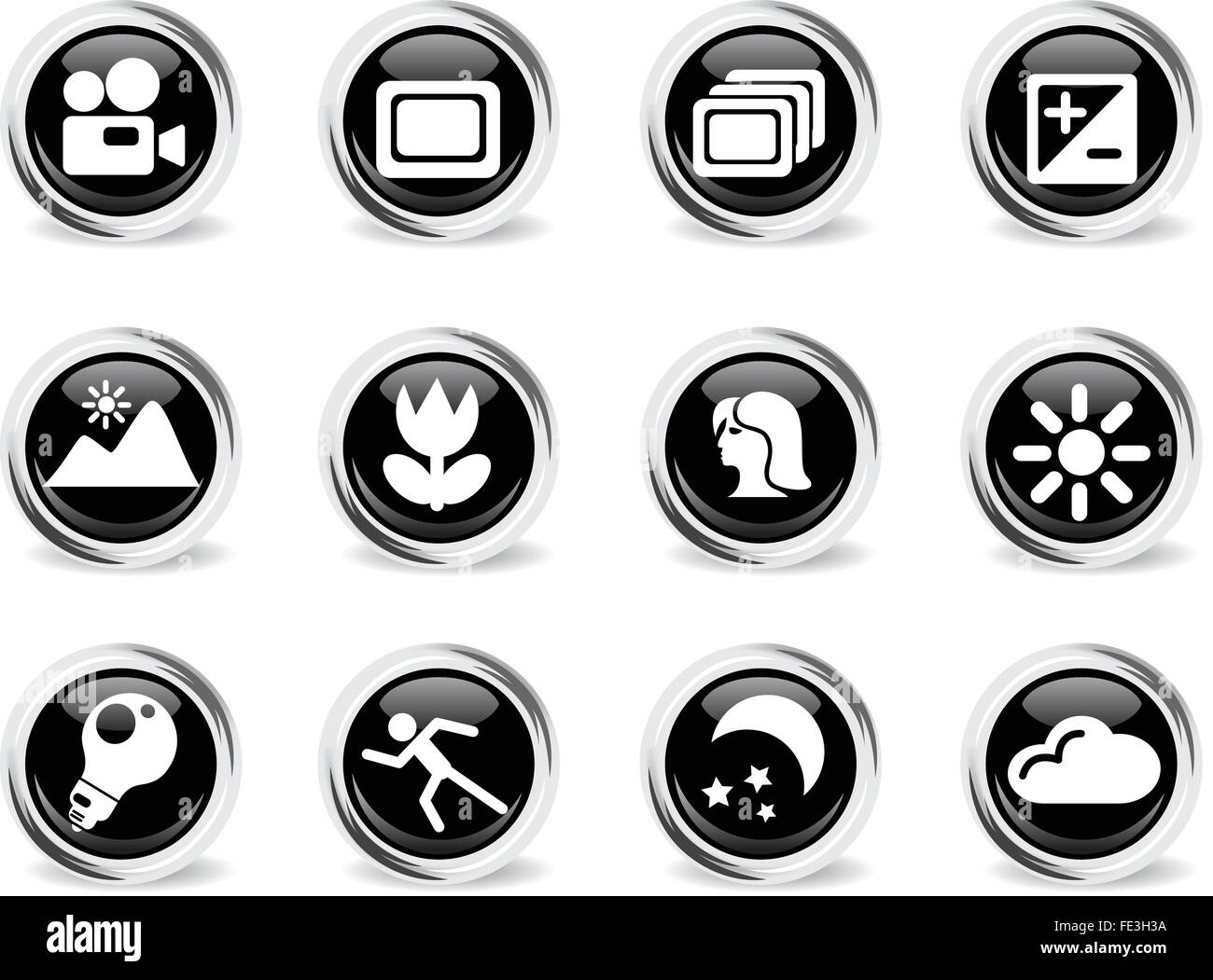 Fotografie-Silhouette-Symbole Stock Vektor