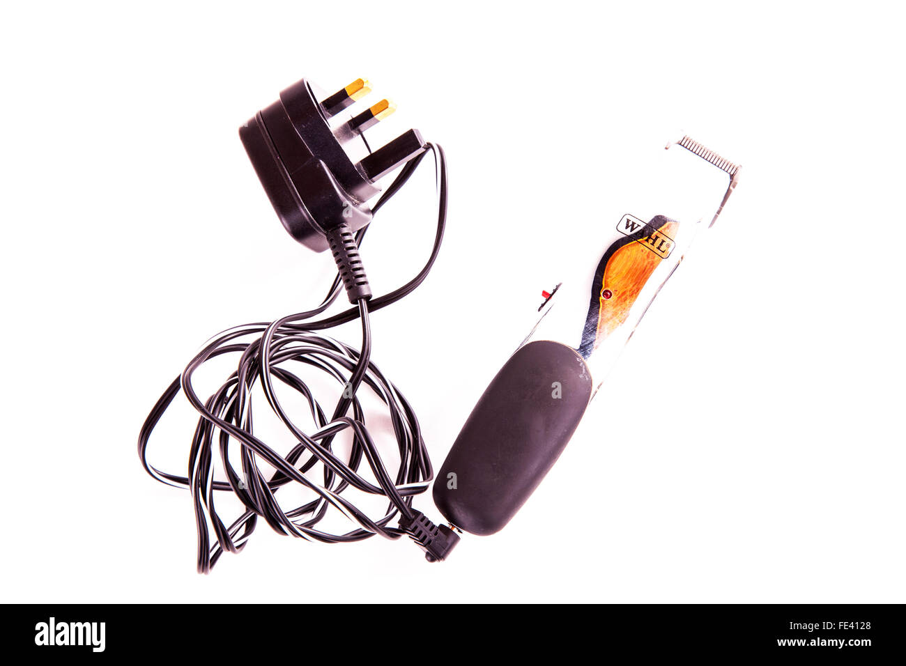 Schnurlosen Trimmer Haare trimmen schneiden Fräser Rasierer Rasieren geschnitten Ausschnitt weißen Hintergrund isoliert Stockfoto