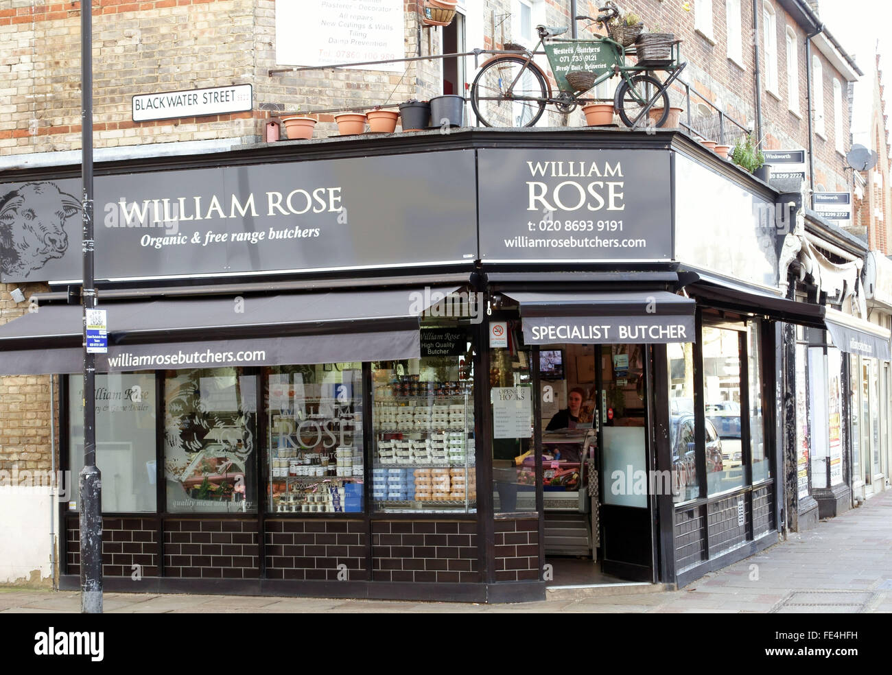 William Rose biologisch und frei reichen Metzger, East Dulwich, London Stockfoto