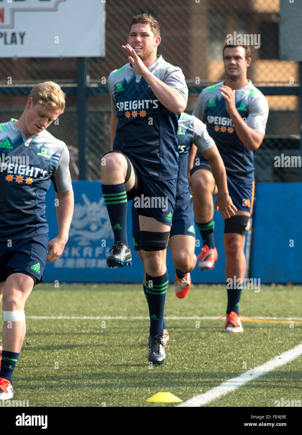 Hong Kong, Hong Kong SAR, China. 4. Februar 2016. Locker nach vorne JOE WHEELER. New Zealand Super League Rugby Union, The Highlanders, besuchen Teamtraining im Kings Park Hong Kong Credit: Jayne Russell/ZUMA Draht/Alamy Live News Stockfoto