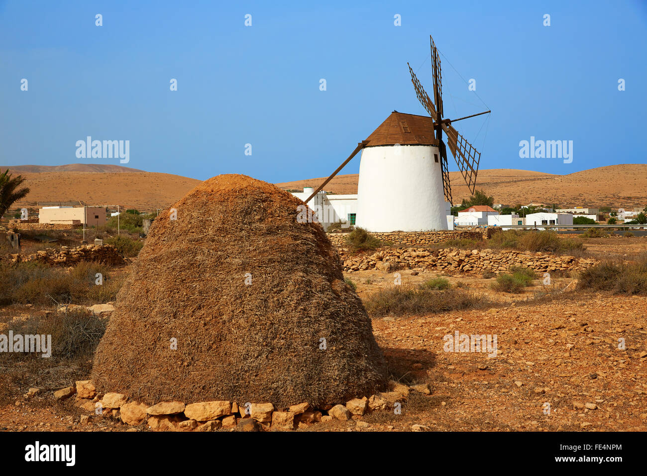 Fuerteventura-Windmühle in Llanos De La Concepcion bei Kanarischen Inseln von Spanien Stockfoto