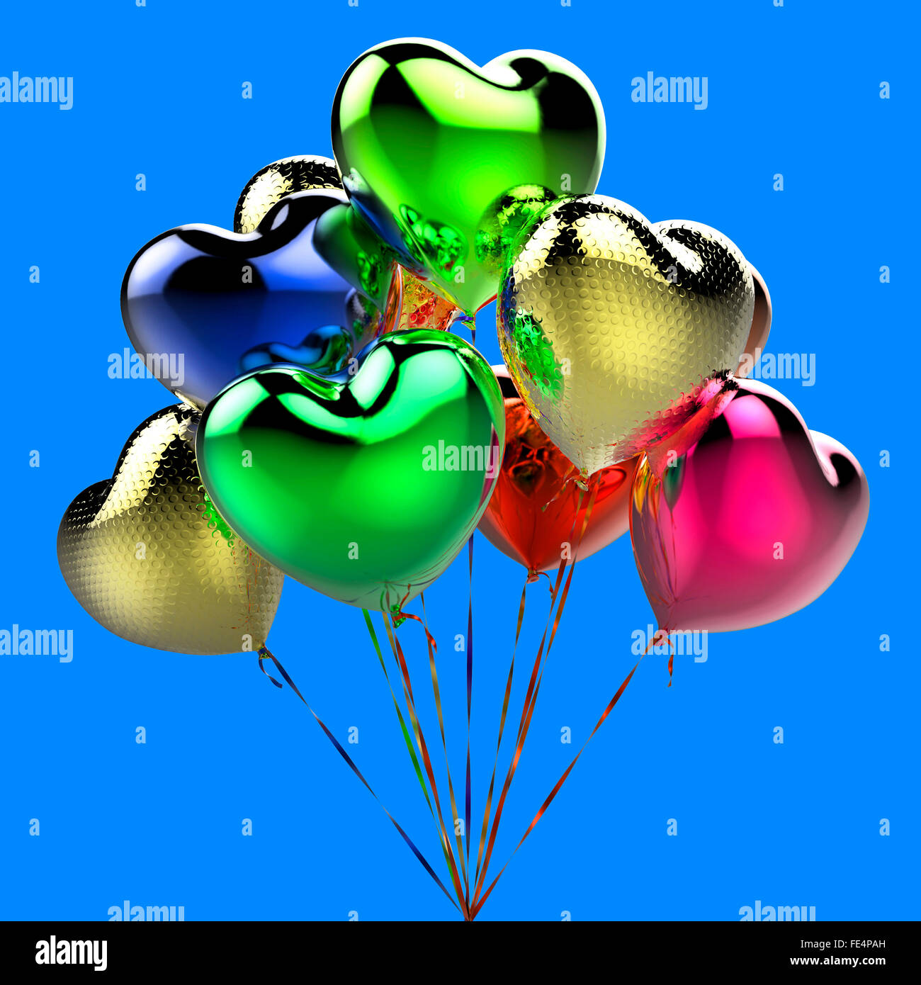 Collor Ballons in Form von Herzen für die Feier Stockfoto
