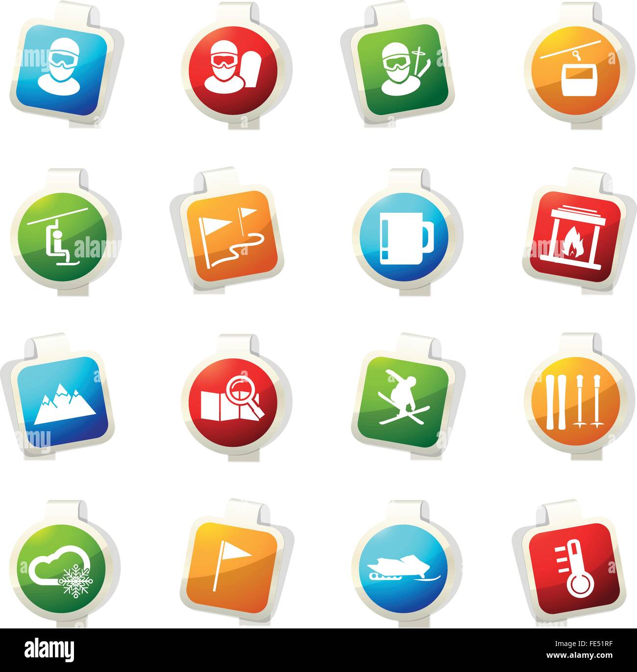 Ski Icons set Stock Vektor