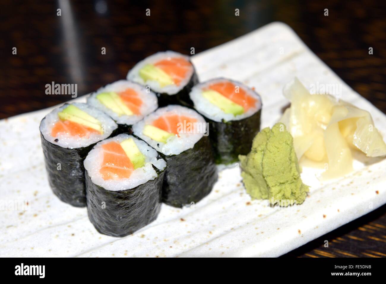 Brötchen mit Lachs Stockfoto