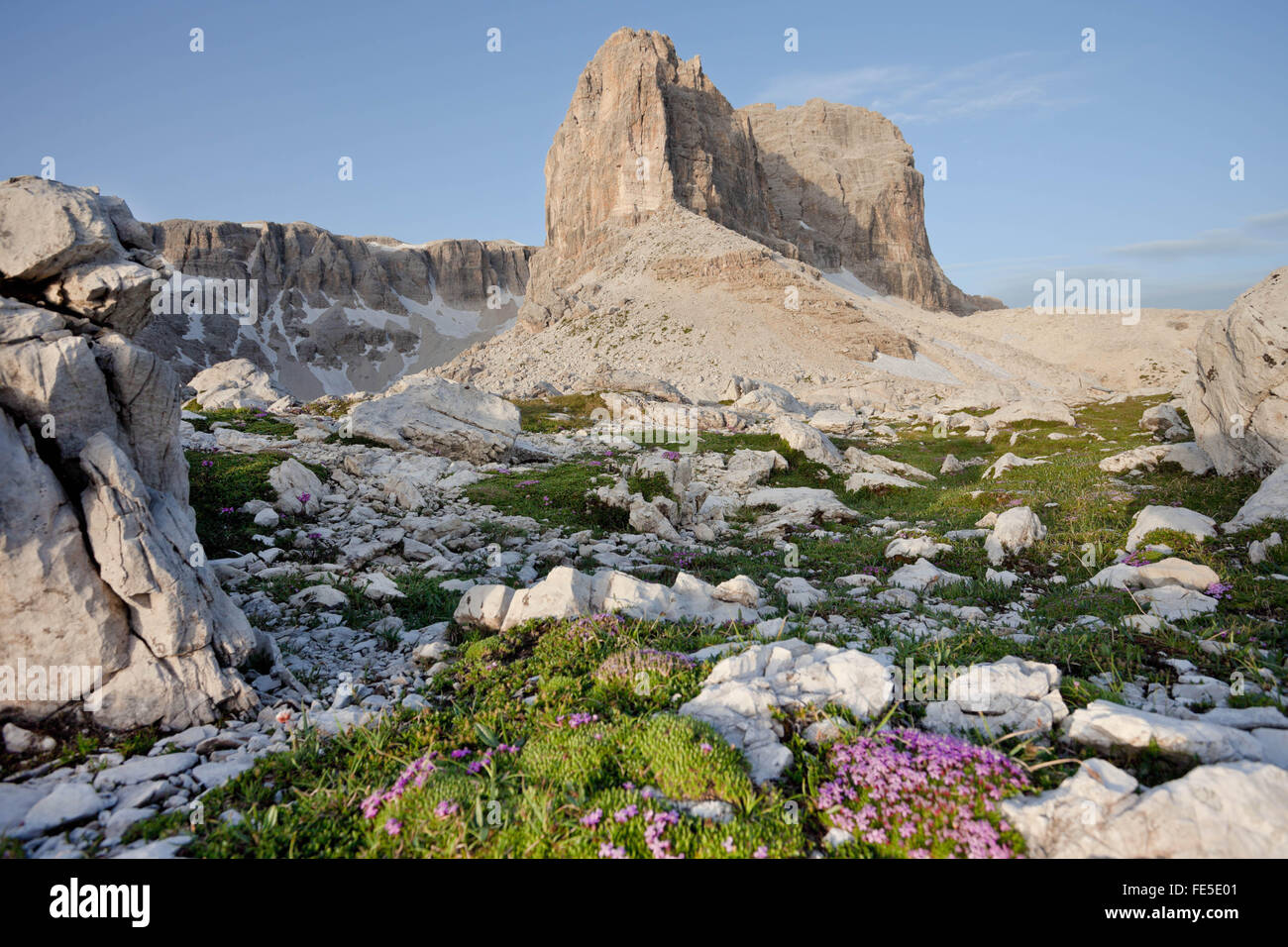 Dolomiten-Blick von der Sella-Gruppe - Italien Stockfoto