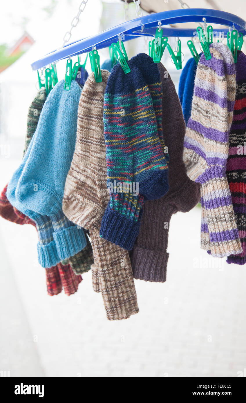 Handgefertigten Wollsocken Stockfoto