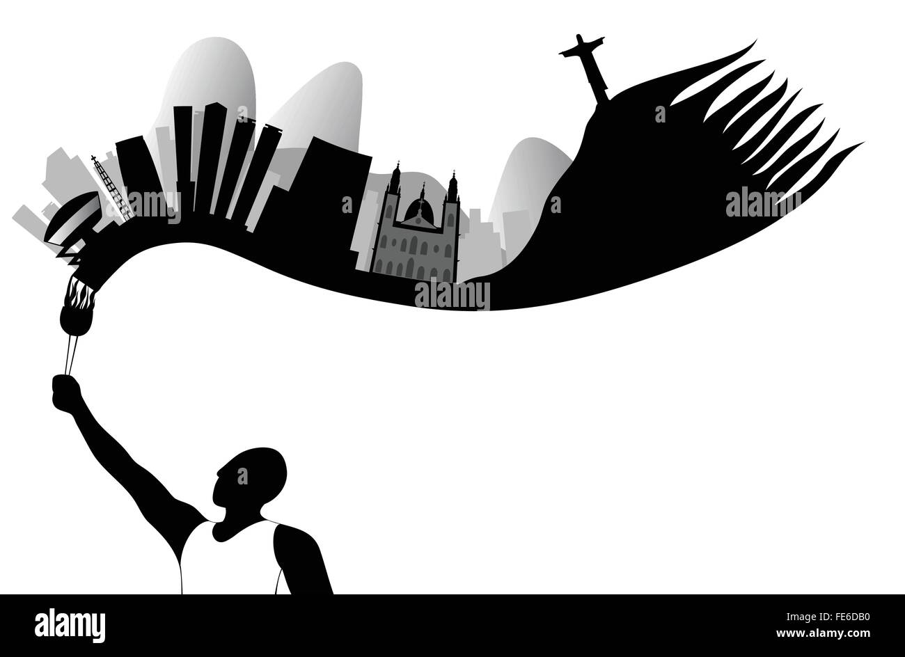 Abstraktes Vektor-Illustration - Rio De Janeiro sieht aus wie Flammen von Brenner Stock Vektor