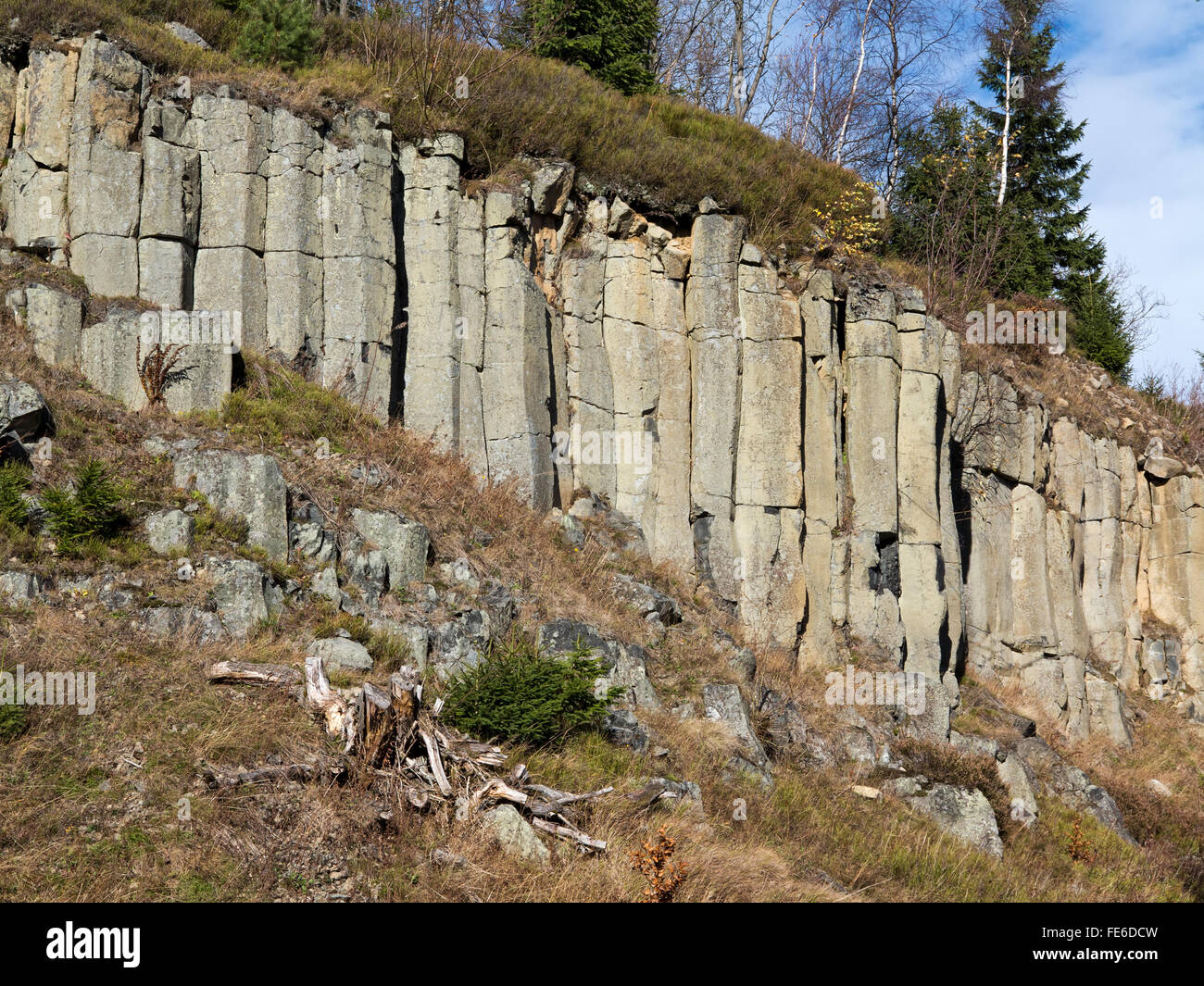 Alten Basaltsteinbruch in The Erzgebirge Stockfoto