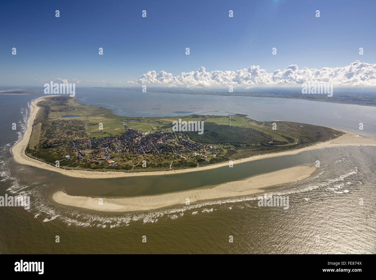 Sandbank, Antenne, Langeoog, Nordsee, Nordsee Insel, Ostfriesischen Inseln, Niedersachsen, Deutschland, Europa, Luftaufnahme, Stockfoto