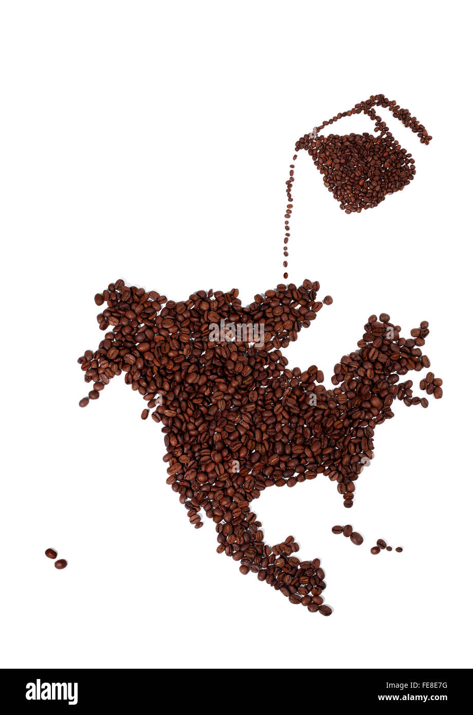 Karte von Nordamerika von Kaffeebohnen gemacht Stockfoto
