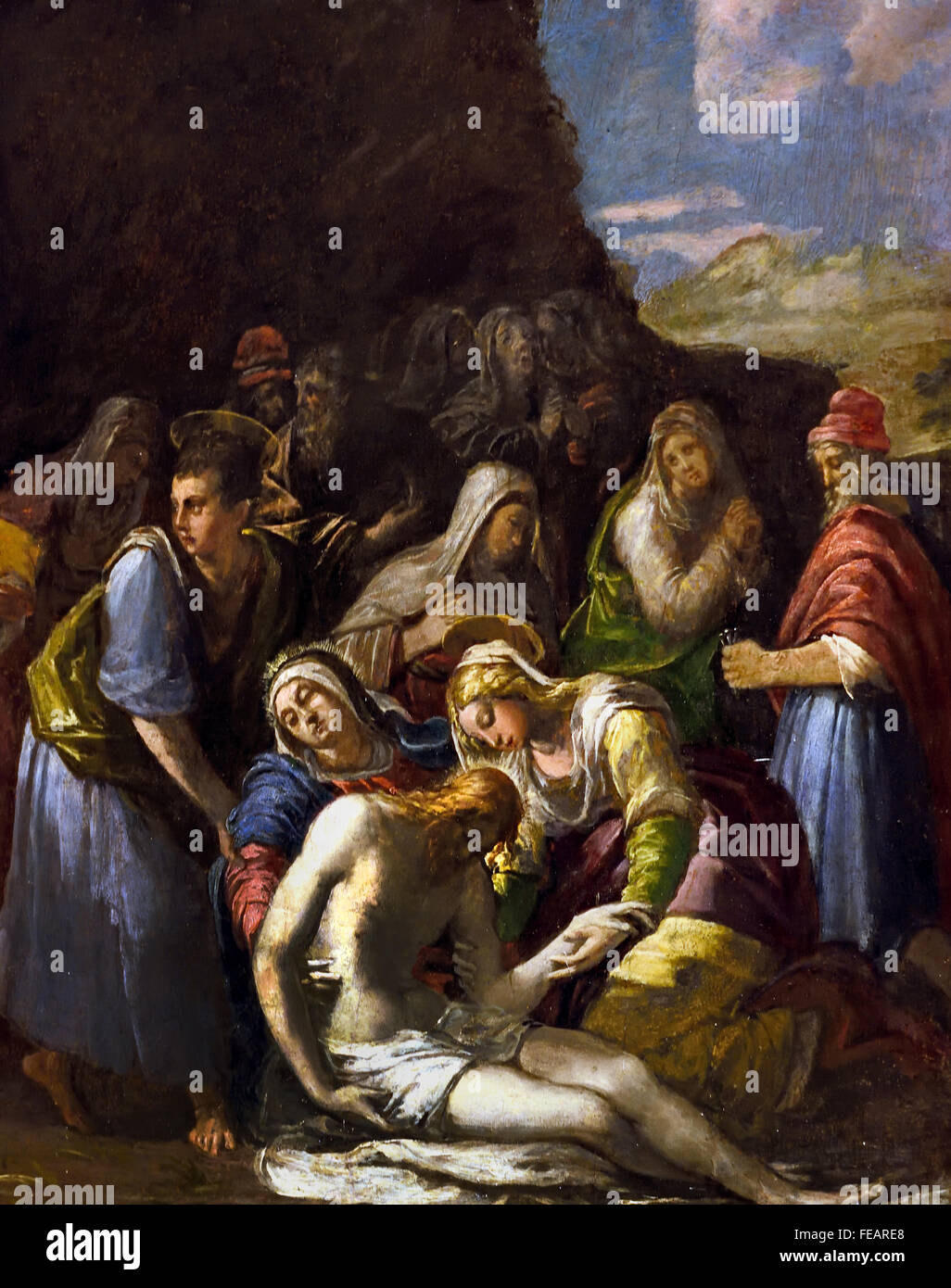 Deportation de la vierge - Deportation der seligen Jungfrau von Scarsellino oder Ippolito Scarsella (1550 -1620) Italienischer Maler der späten Renaissance Italien Stockfoto