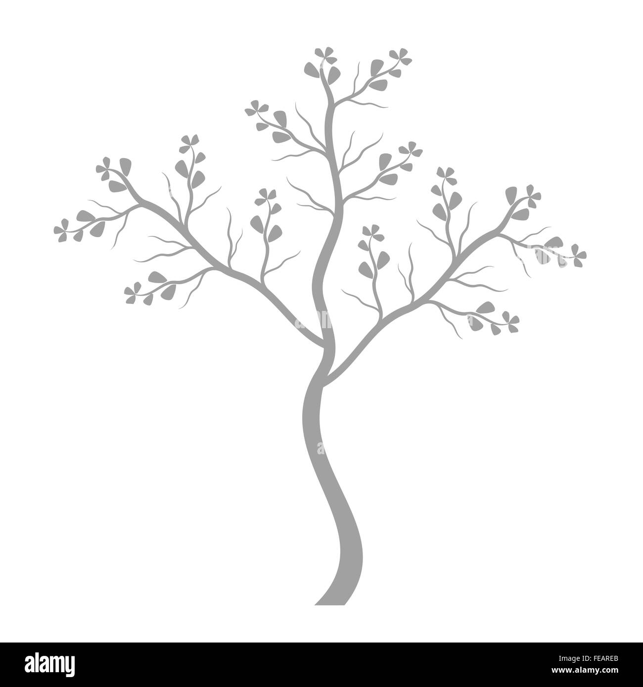 Kunst Baum Silhouette isoliert auf weißem Hintergrund Stock Vektor