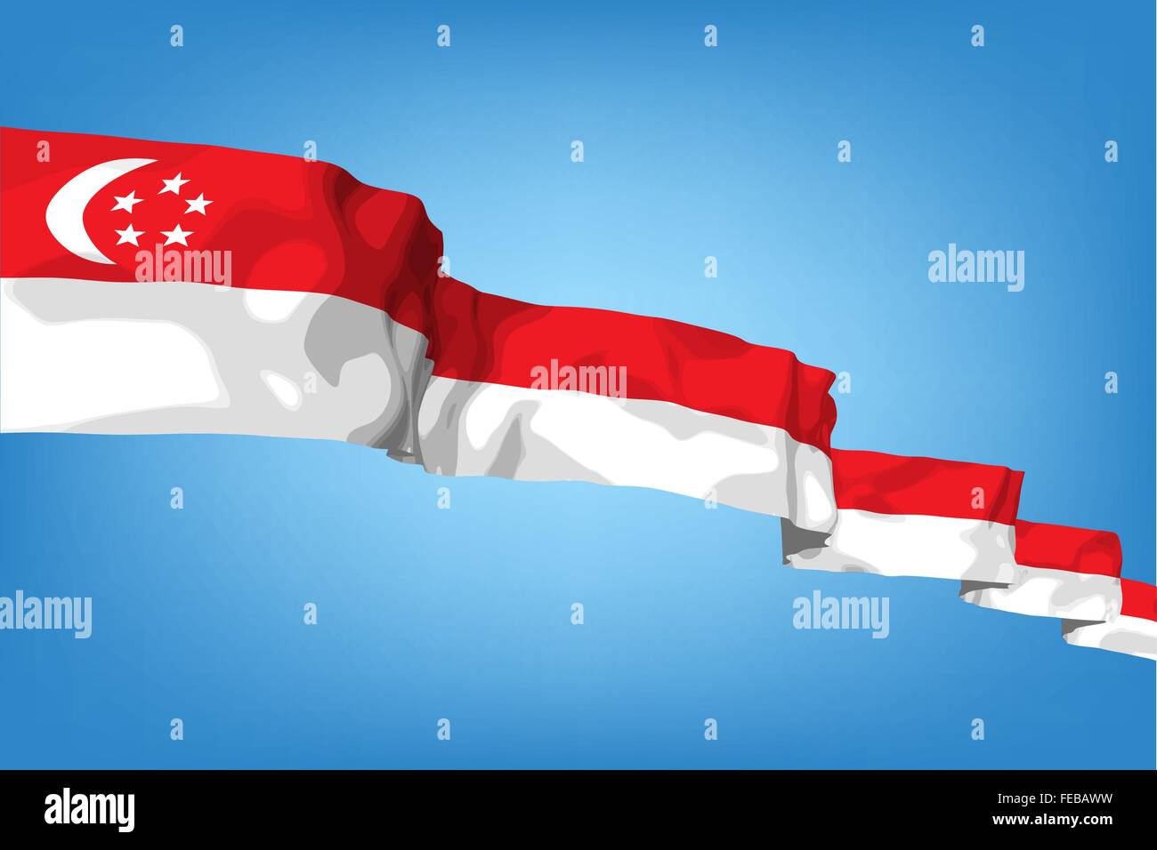 Nationalflagge von Singapur Stock Vektor