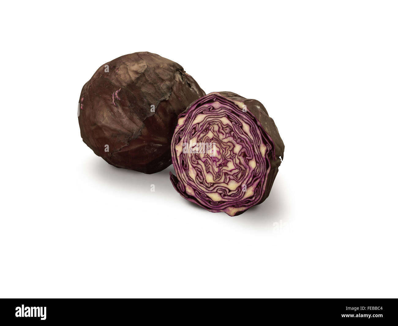 Organische Kohl auf weißem Hintergrund Stockfoto