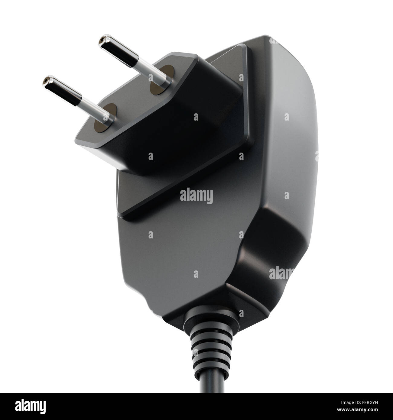 Schwarzen Ladegerät isoliert auf weißem Hintergrund Stockfoto
