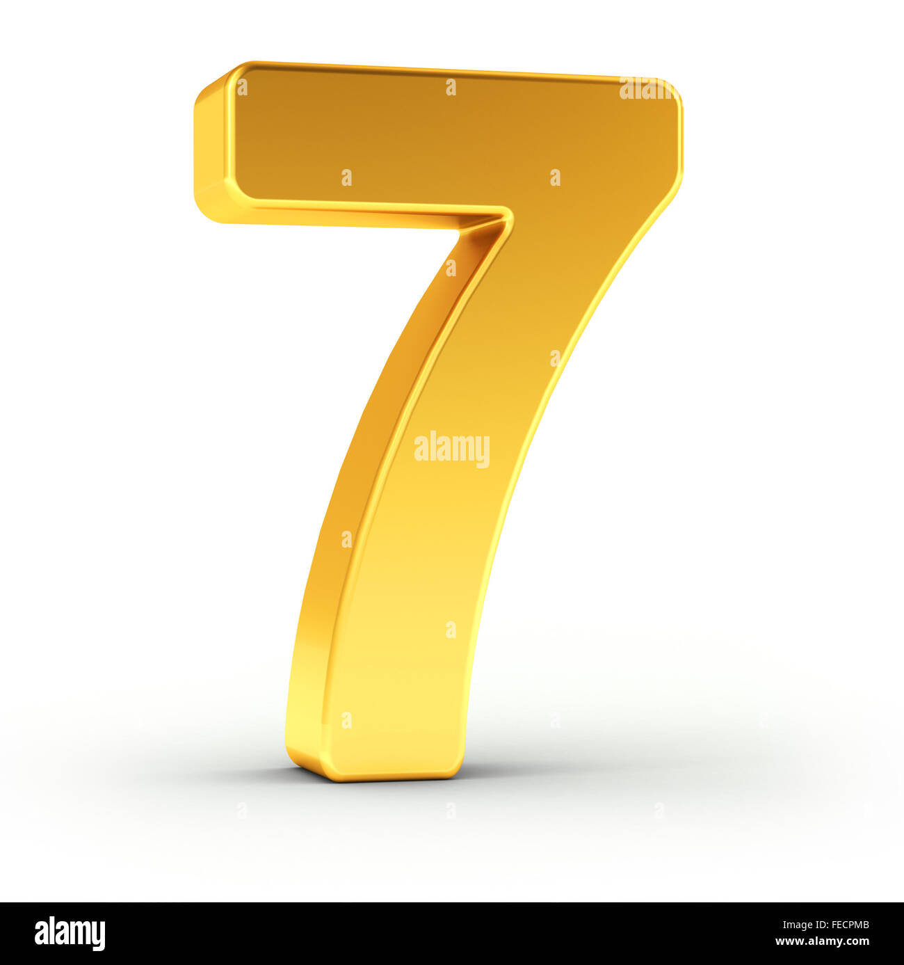 Die Zahl sieben als polierten goldenen Objekt Stockfoto