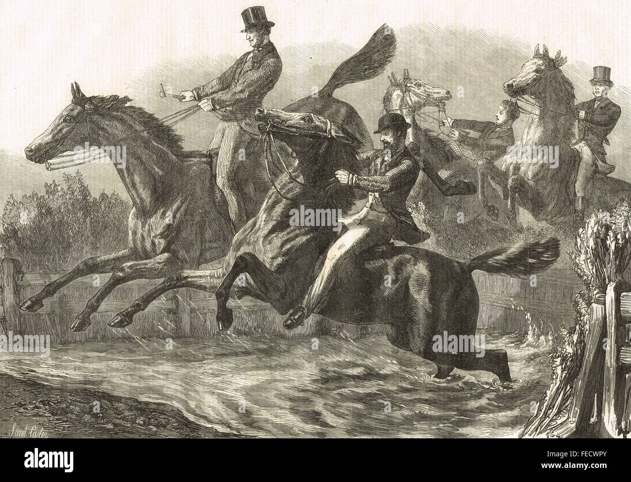 Zaun und Wasser springen, das Pferd zeigen, 1869 Stockfoto