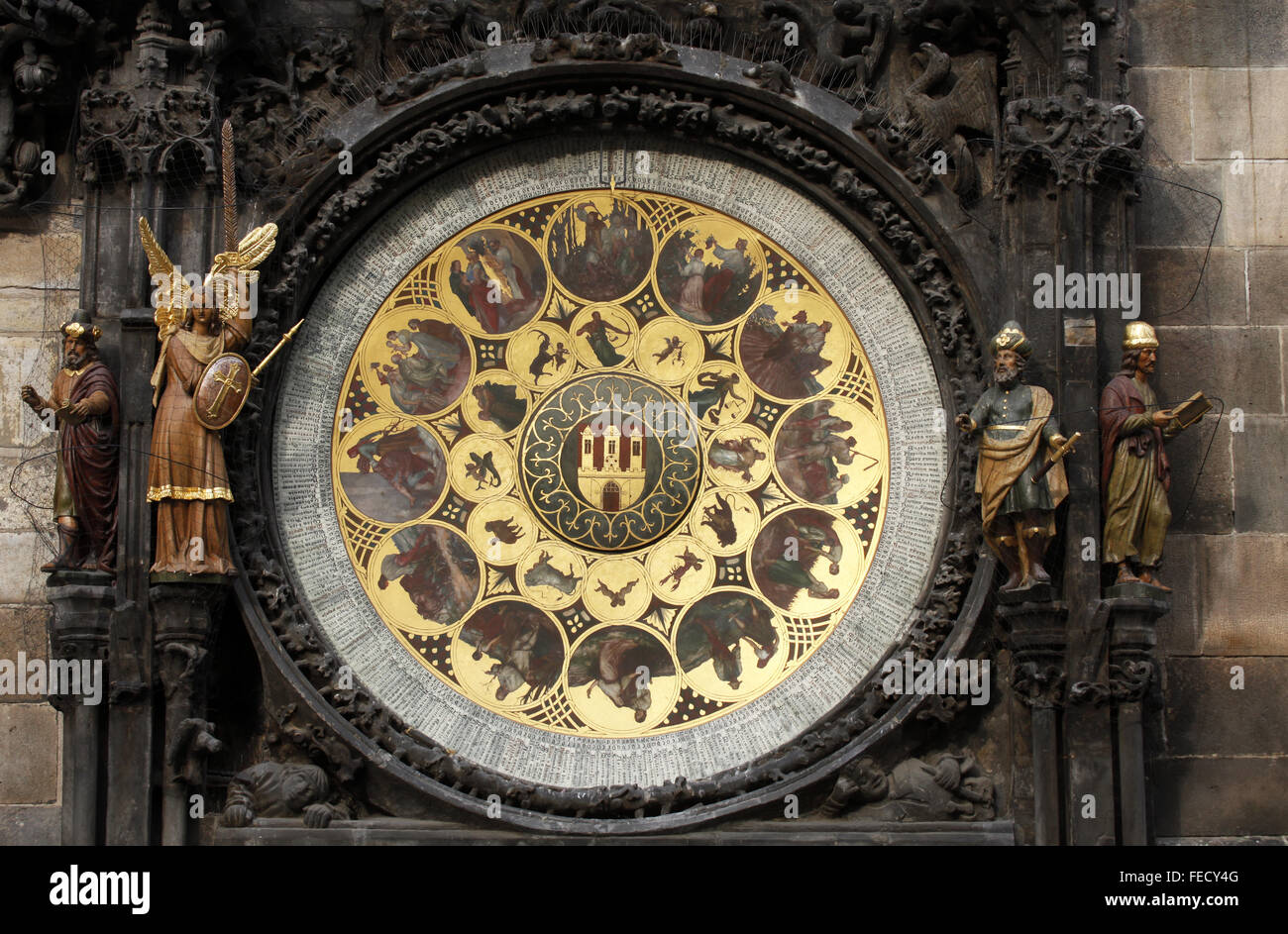 Berühmte mittelalterliche astronomische Uhr in Prag, Tschechische Republik Stockfoto