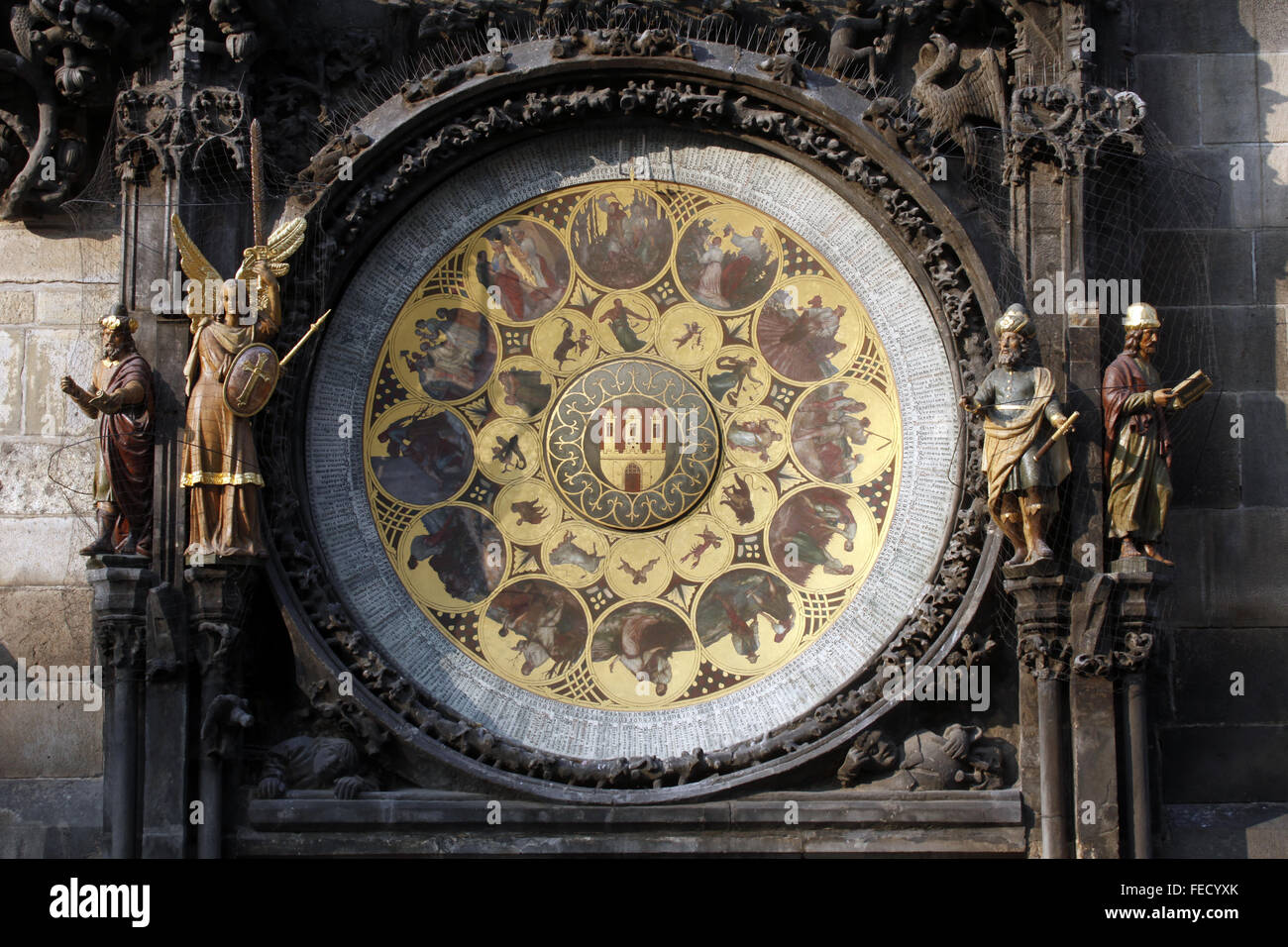 Berühmte mittelalterliche astronomische Uhr in Prag, Tschechische Republik Stockfoto