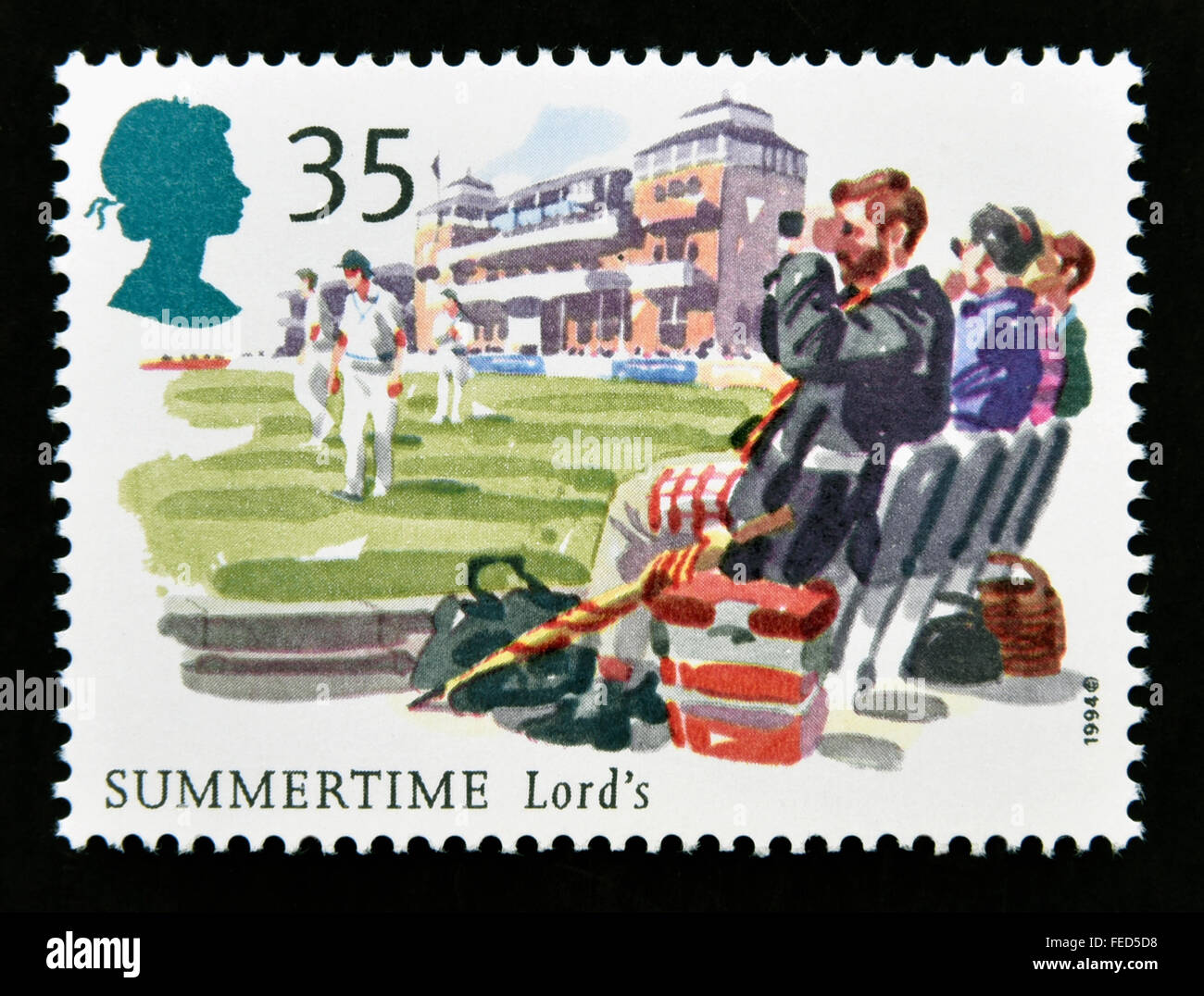 Briefmarke. Great Britain. Königin Elizabeth II. 1994. die vier Jahreszeiten. Im Sommer. Stockfoto