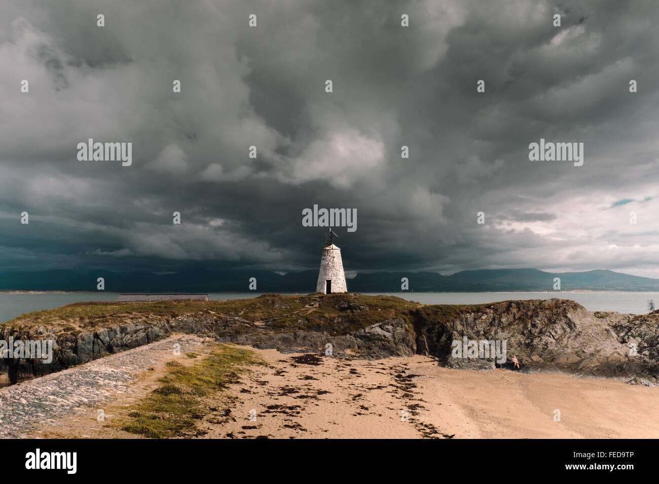 Leuchtturm, Ynys Llanddwyn, Anglesey, Wales, Vereinigtes Königreich Stockfoto