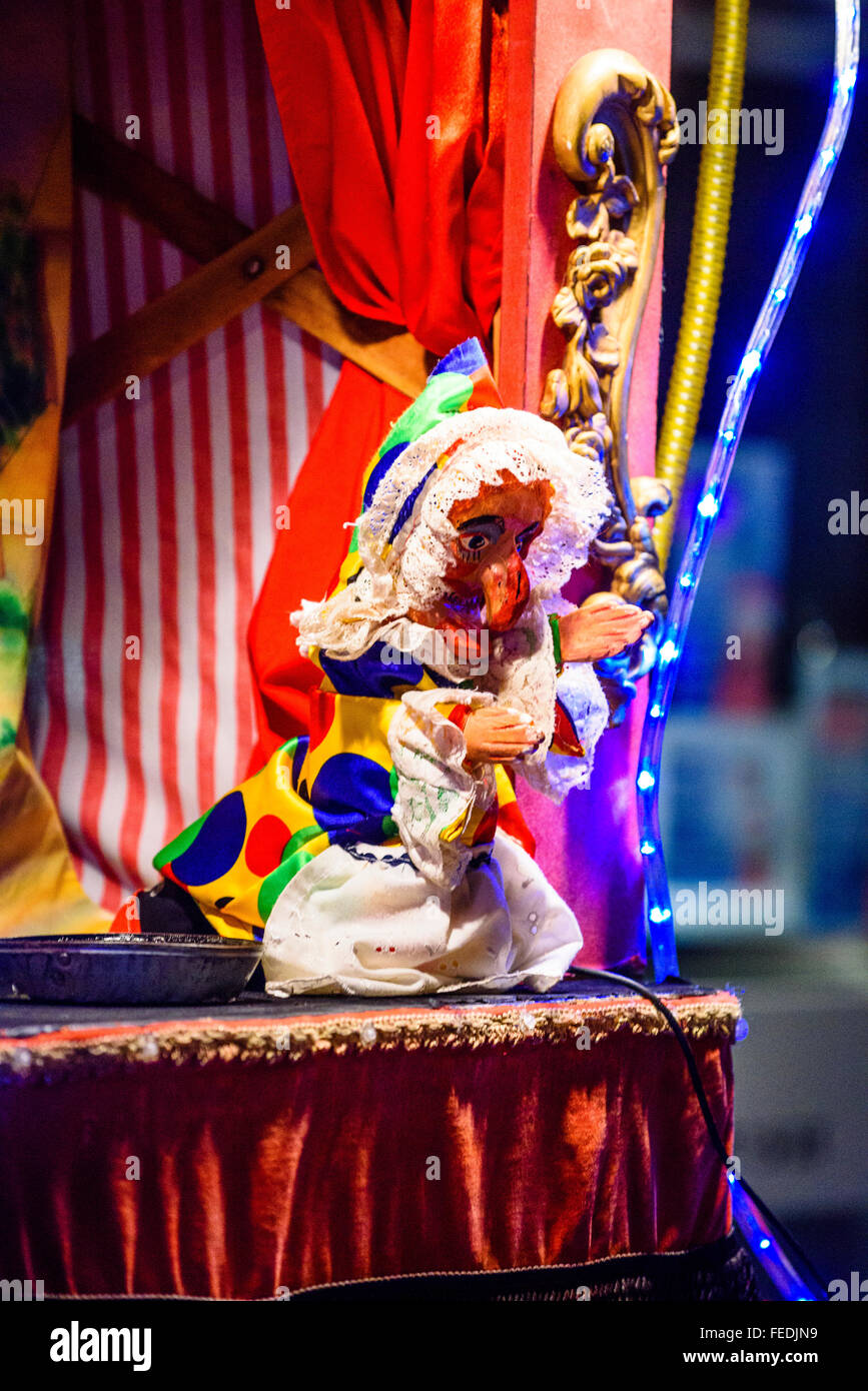 Judy Marionette Figur in Punch and Judy Show während der viktorianischen Christmas Festival in Garstang Lancashire Stockfoto