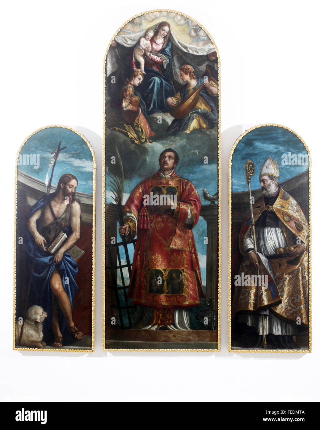 Paolo Veronese: Saint Lawrence mit der Jungfrau Maria, Christus, Engel und Heiligen Stockfoto