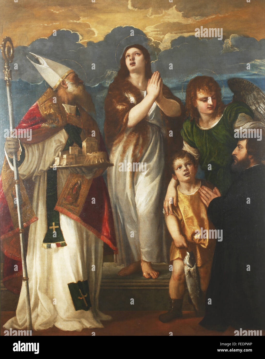 Tiziano Vecellio: St. Mary Magdalene, Saint-Blaise, der Erzengel Raphael, Tobias und der Spender, Stockfoto