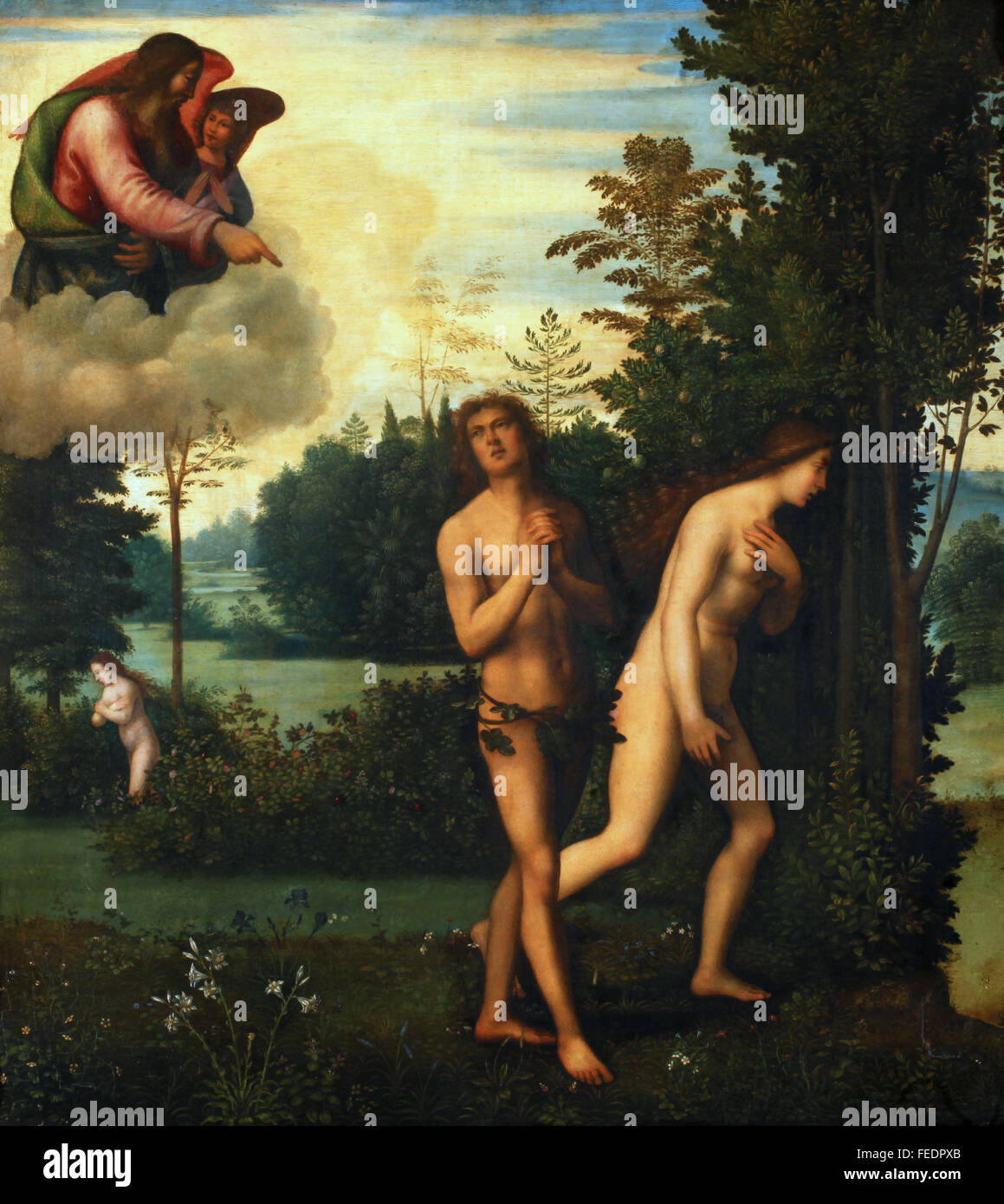 Mariotto Albertinelli: Vertreibung von Adam und Eva aus dem Paradies Stockfoto