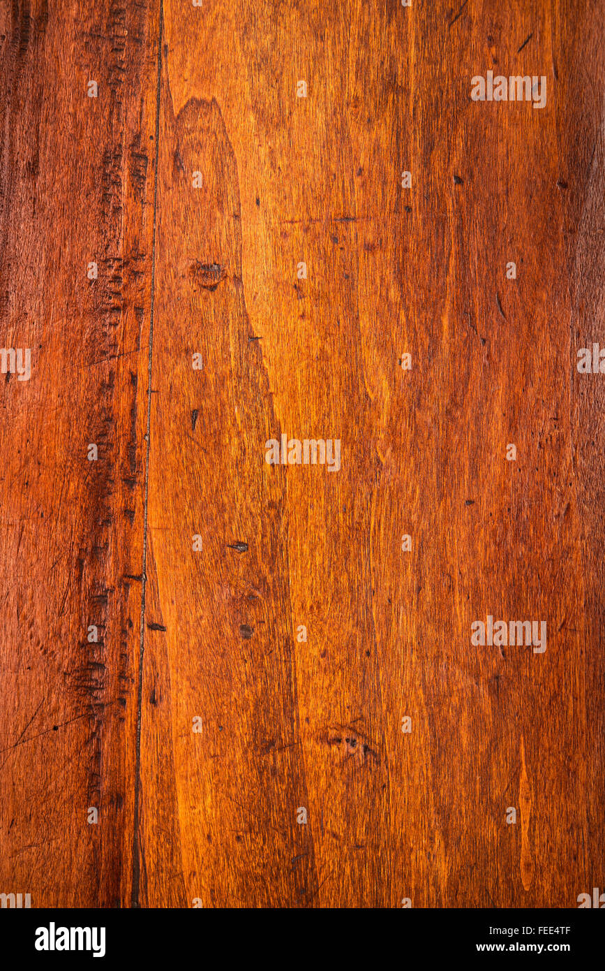 Alten Grunge zerkratzt Eiche Holz Hintergrund oder Textur Muster. Dunkle Farbe. Stockfoto